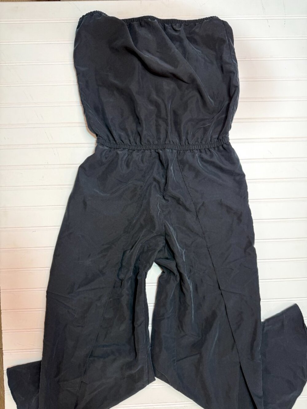 Drew Strapless Wide Leg Jumpsuit Black Split Leg Palazzo Pants Size Small - Picture 2 of 9